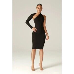 NWT Alieva Dasha Modern Midi Dress Size Large Black D092 -21